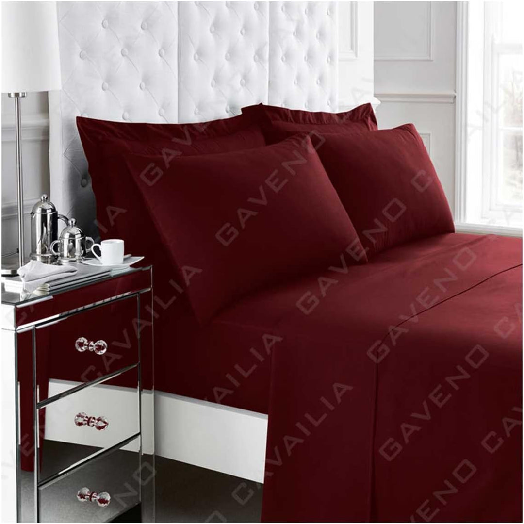 Percale Kingsize Fitted Sheet Burgundy