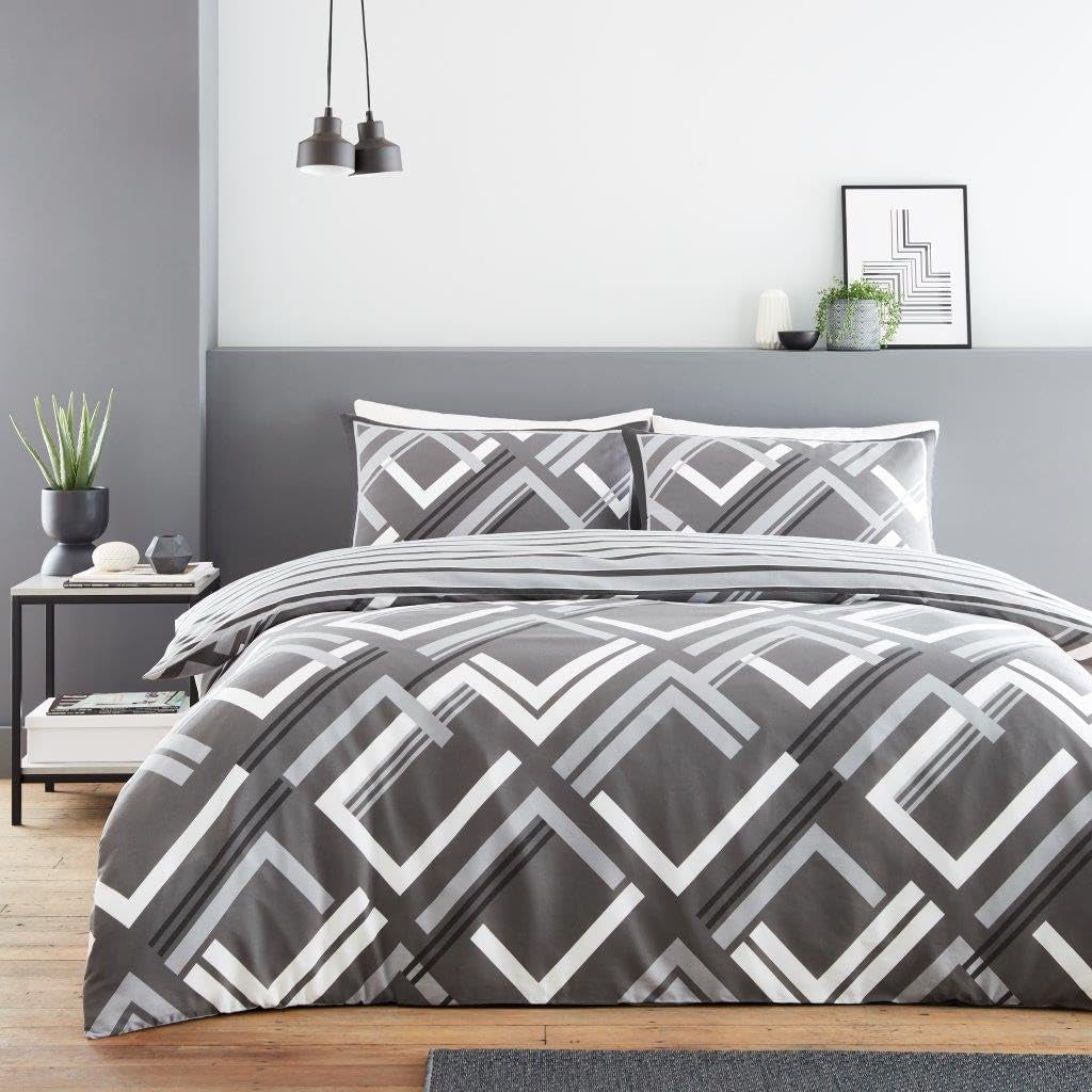 Harlow Complete Duvet Cover Set King Size Charcoal