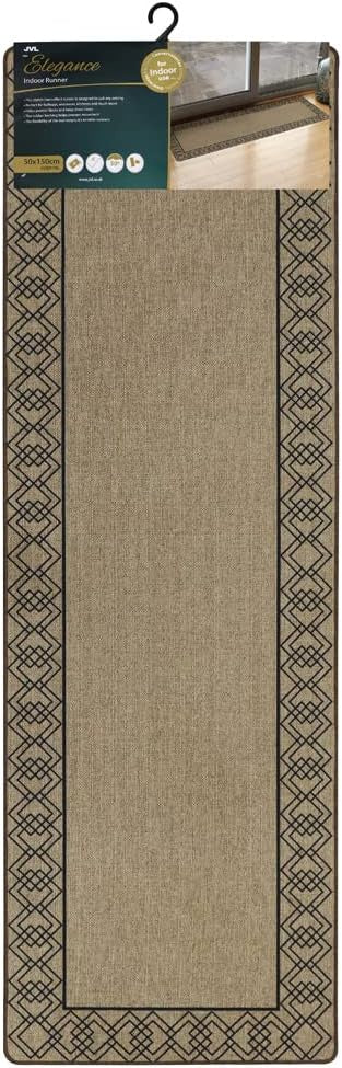 JVL Elegance Runner Mat 50 x 150 cm, Diamond Border