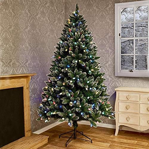 Premier Rockingham Forest Tipped Pre-Lit 2.1m Artificial Xmas Tree Colour Switch & Timer PJ210