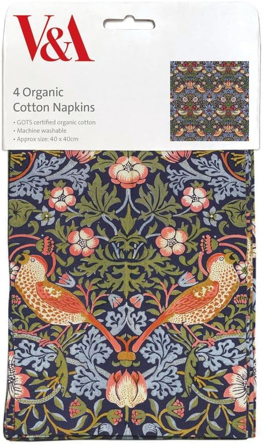 Museums & Galleries Set of 4 Napkins Organic Cotton Strawberry Thief