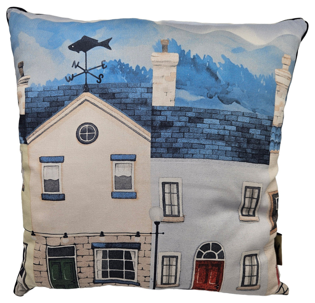 Lobster Creek Coastal Fishing Village Filled Cushion 43x43Cm