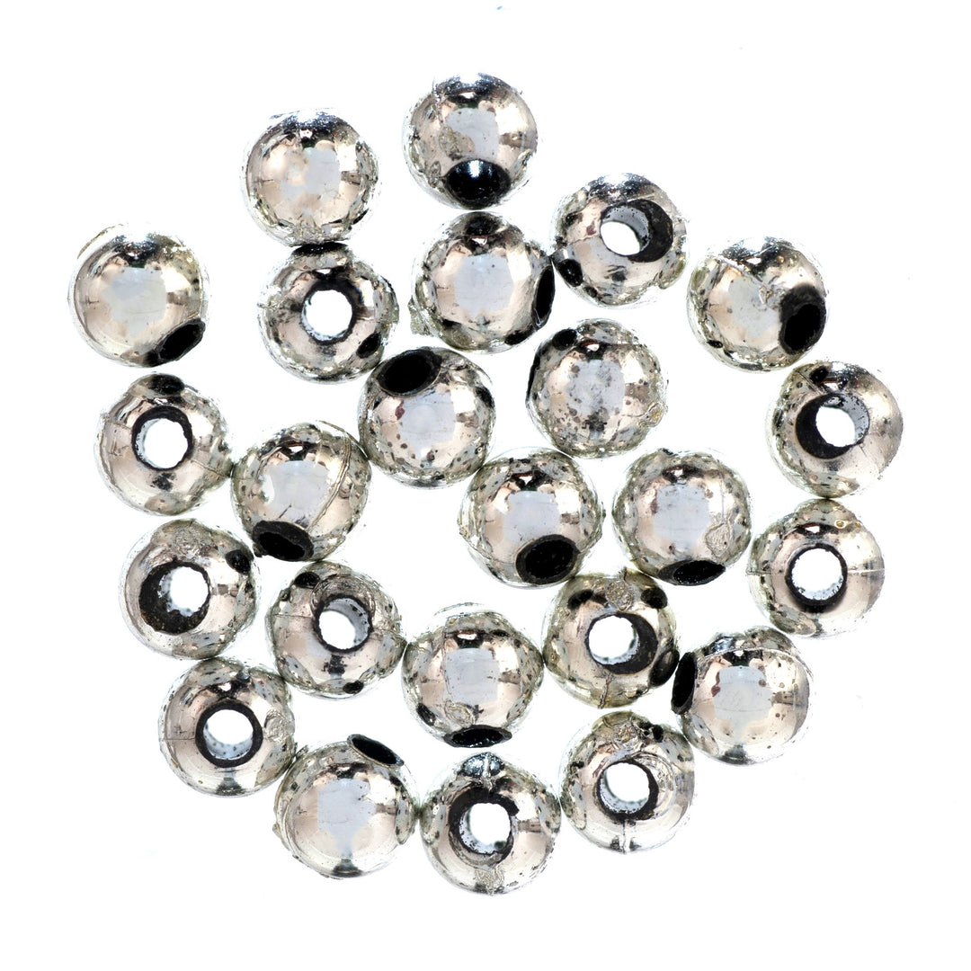 Beads: Plated: 5mm: Silver: 25
