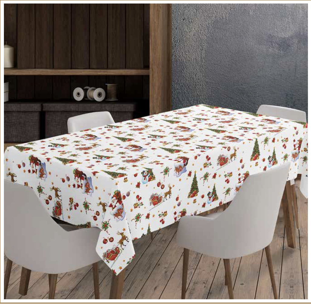 Wipeclean Xmas Table Cloth 140cm/54in By The Metre 638-01