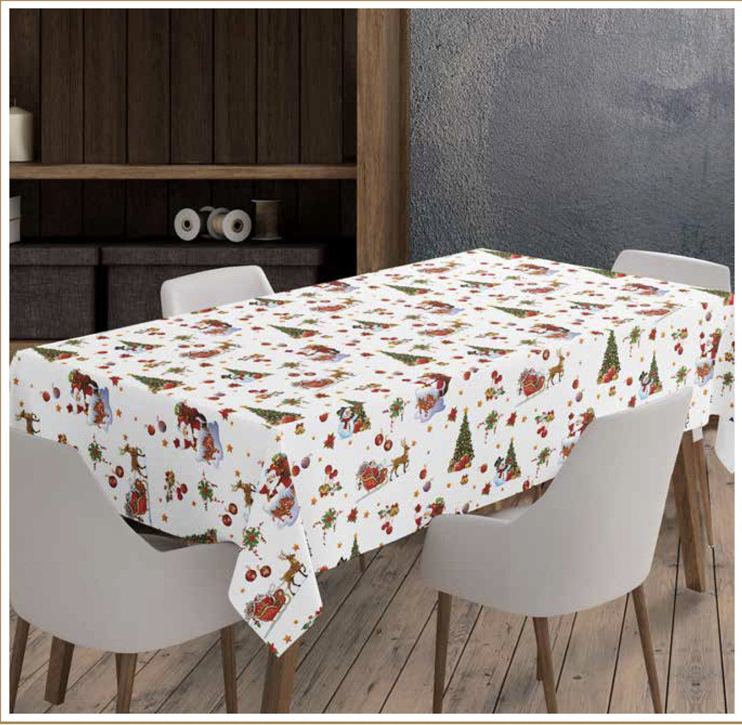 Wipeclean Xmas Table Cloth 140cm/54in By The Metre 638-01