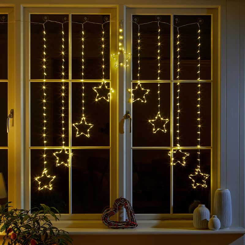 Three Kings Star Curtain Lights - Warm White