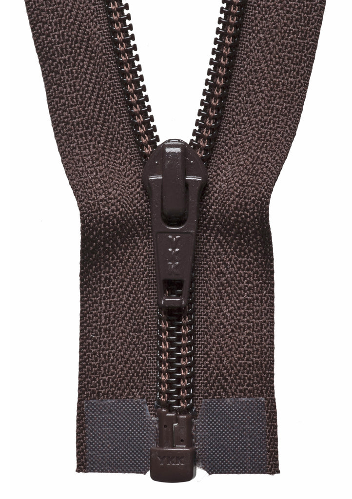 Nylon Open End Zip: 36cm: Brown
