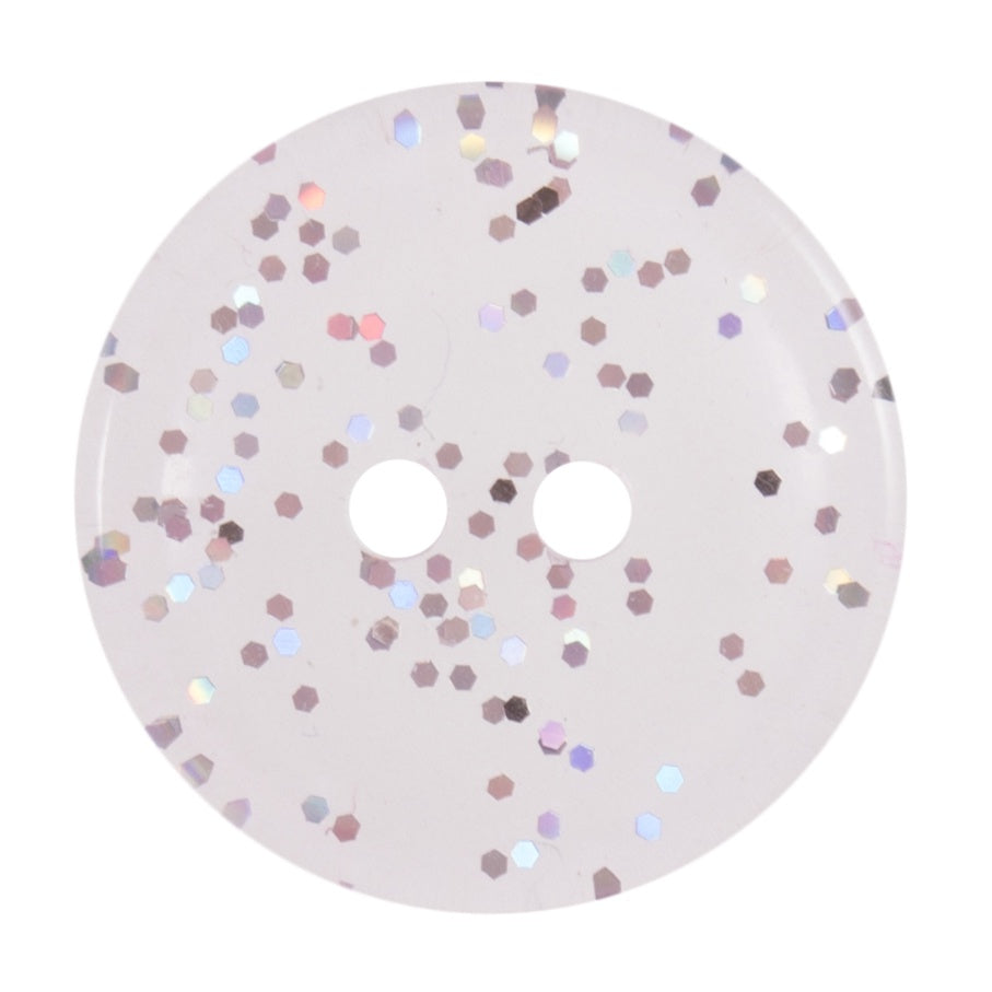 Buttons: Transparent: Glitter: 2 Hole: 15mm: Light Pink