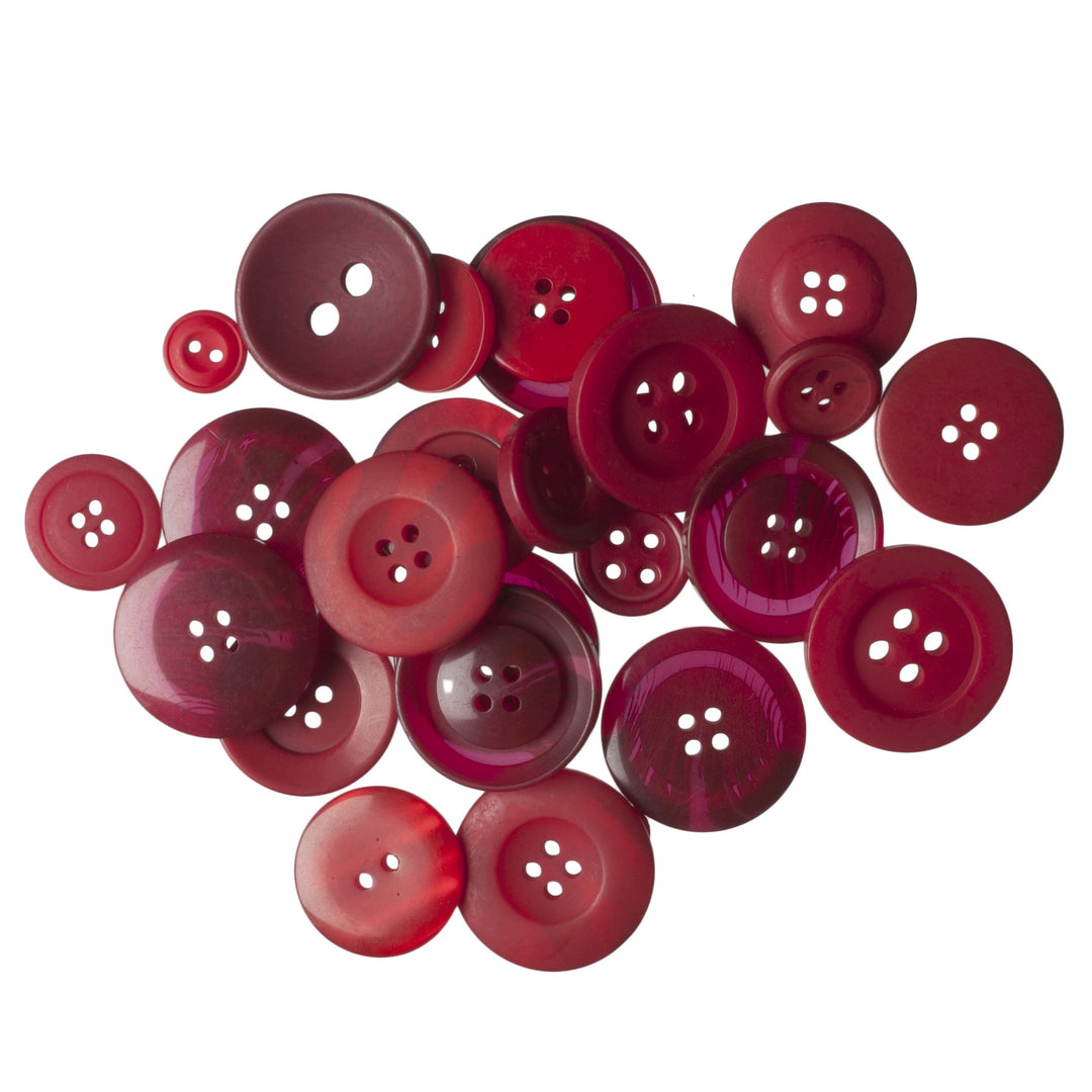 Buttons: Craft: Bag: Assorted Red: 50g