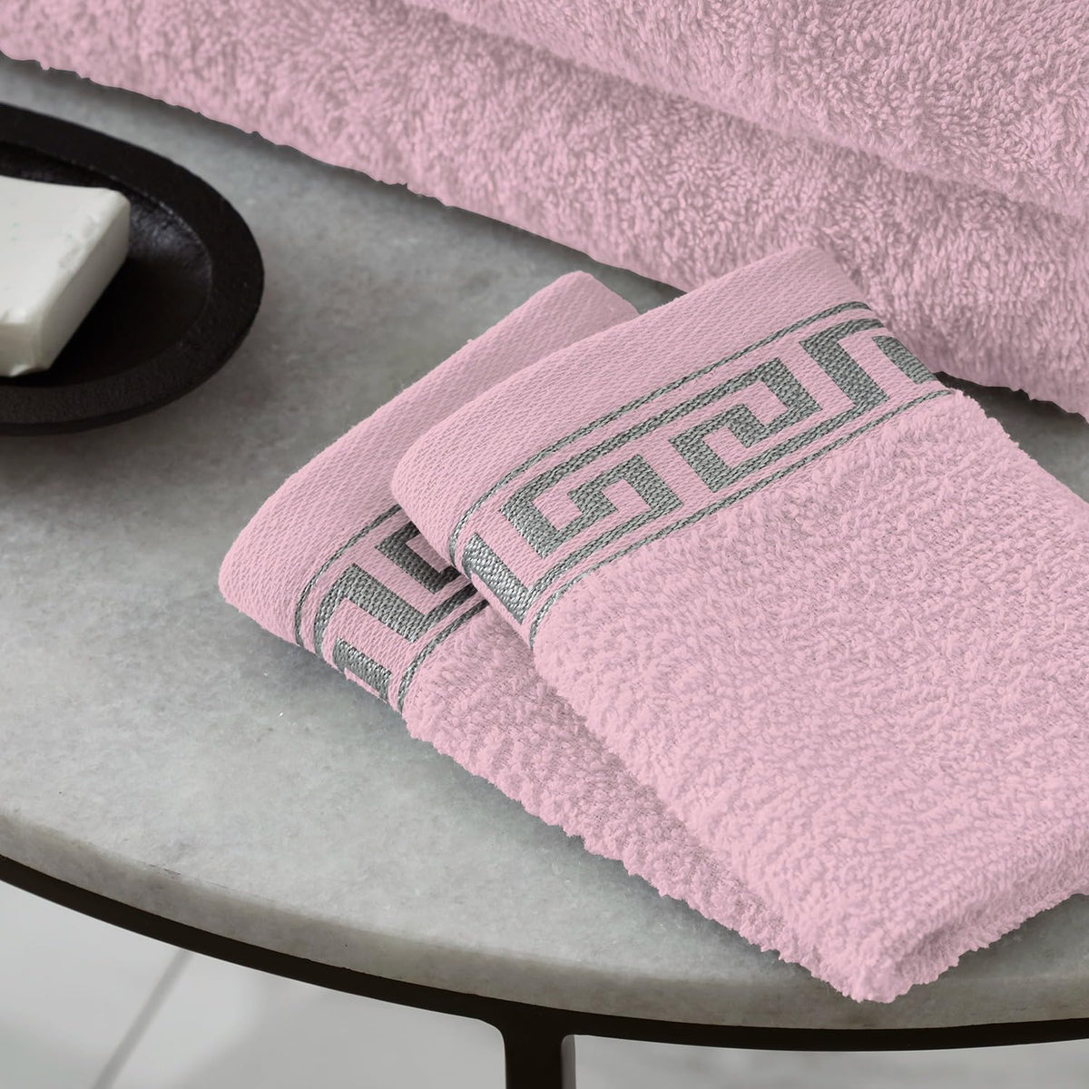 Pink towel bale, additional view