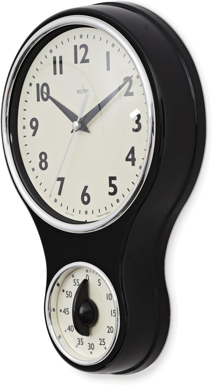 Acctim Kitchen Timer Wall Clock Black