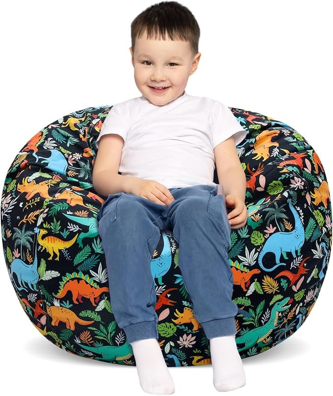 Dinosaur Black Kids Bean Bag Chair