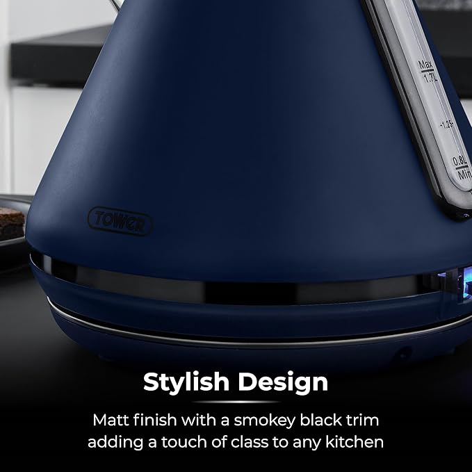 Tower Sera 1.7L 3KW Kettle Midnight Blue Smoked Black Trim T10079MNB