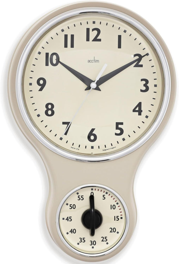 Acctim Kitchen Timer Wall Clock Cream