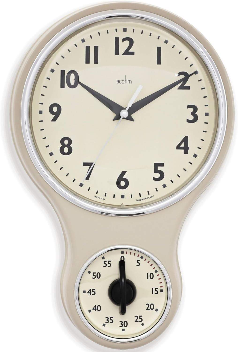 Acctim Kitchen Timer Wall Clock Cream