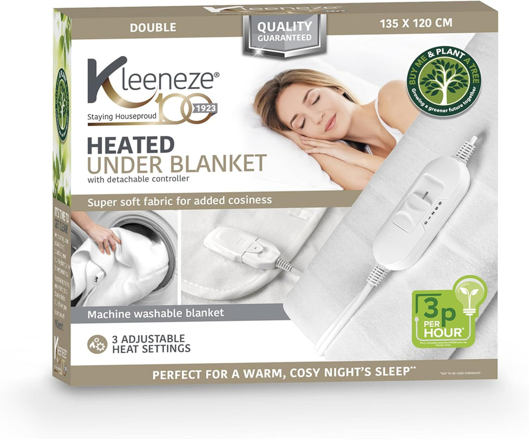 Kleeneze Plus Heated Underblanket 3 Heat Settings 70W Double 135 x 120cm