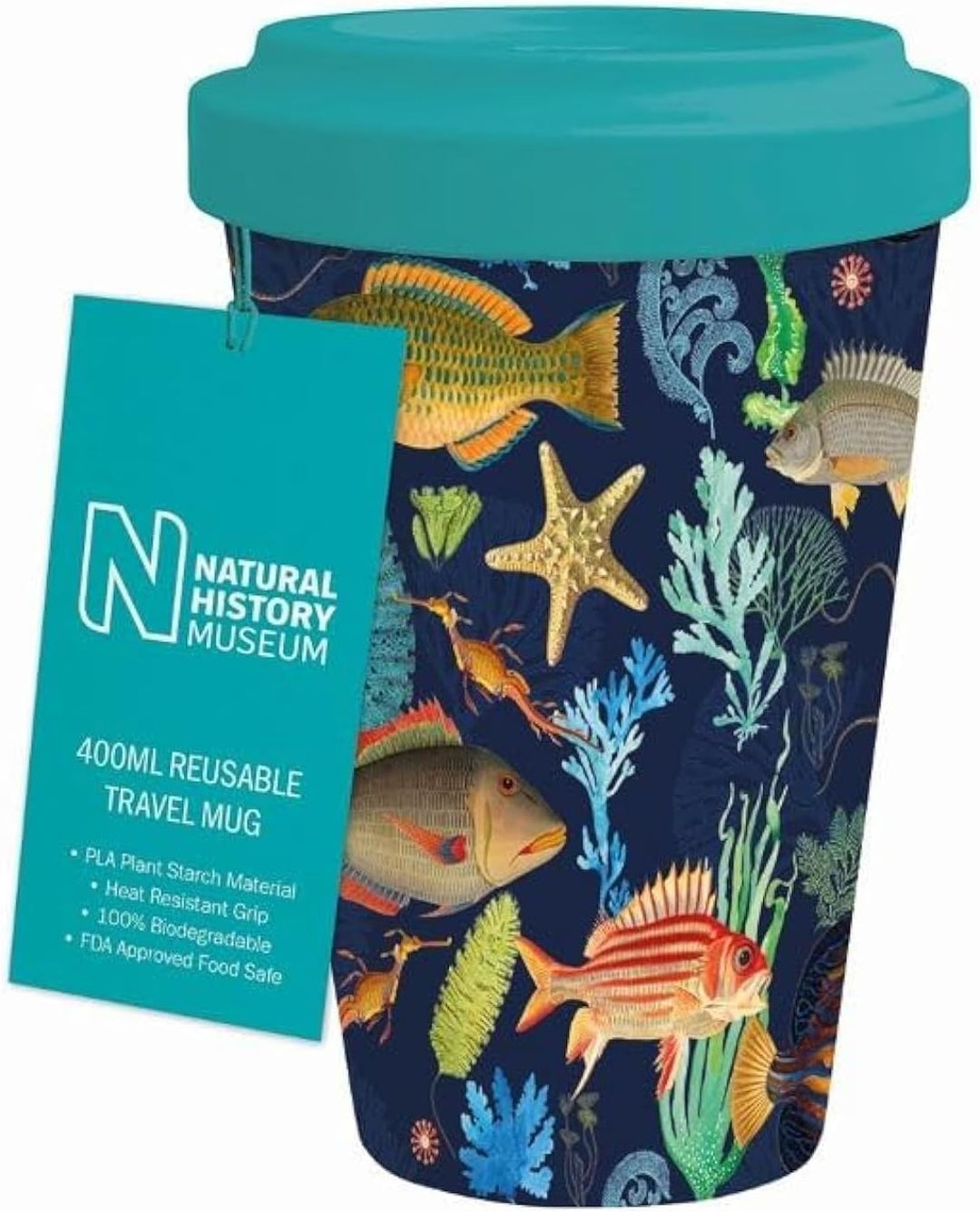 Museums & Galleries 400ml Reusable Travel Mug - An Array of Marine Life Design