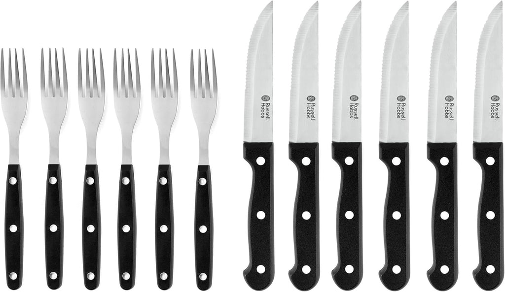 Russell Hobbs Steak Knife and Fork set 12pcs Black