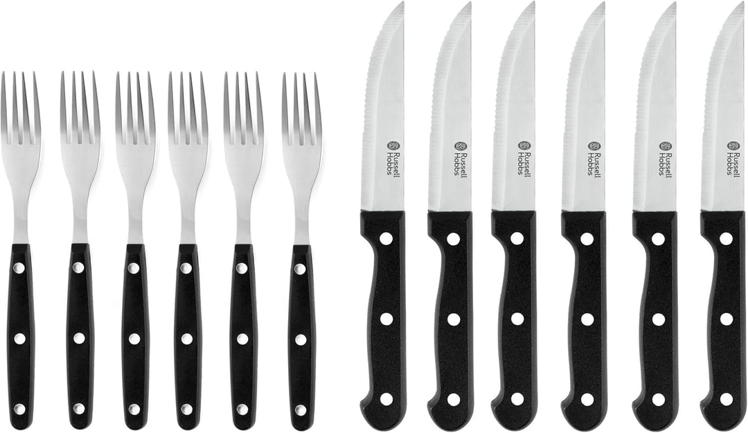 Russell Hobbs Steak Knife and Fork set 12pcs Black