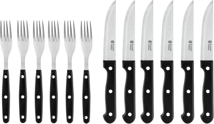 Russell Hobbs Steak Knife and Fork set 12pcs Black