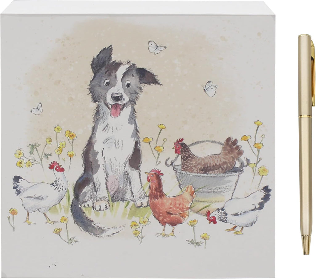 Leonardo Collection Collie & Hens Memo Pad & Pen