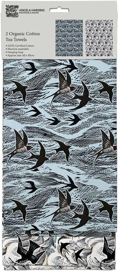 Museums & Galleries Set of 2 Tea Towels Organic Cotton Swallows and Sea