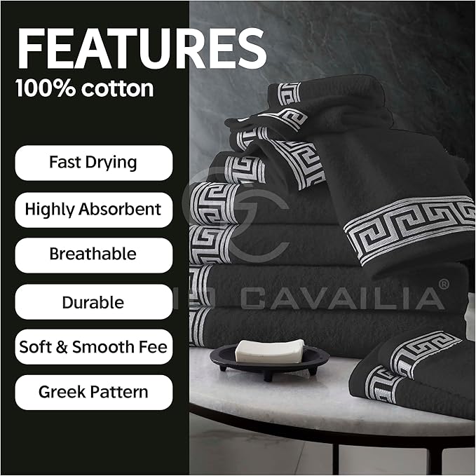 Gaveno Cavaila Towel Bale Set 500 GSM 8 Piece Towel Set Charcoal