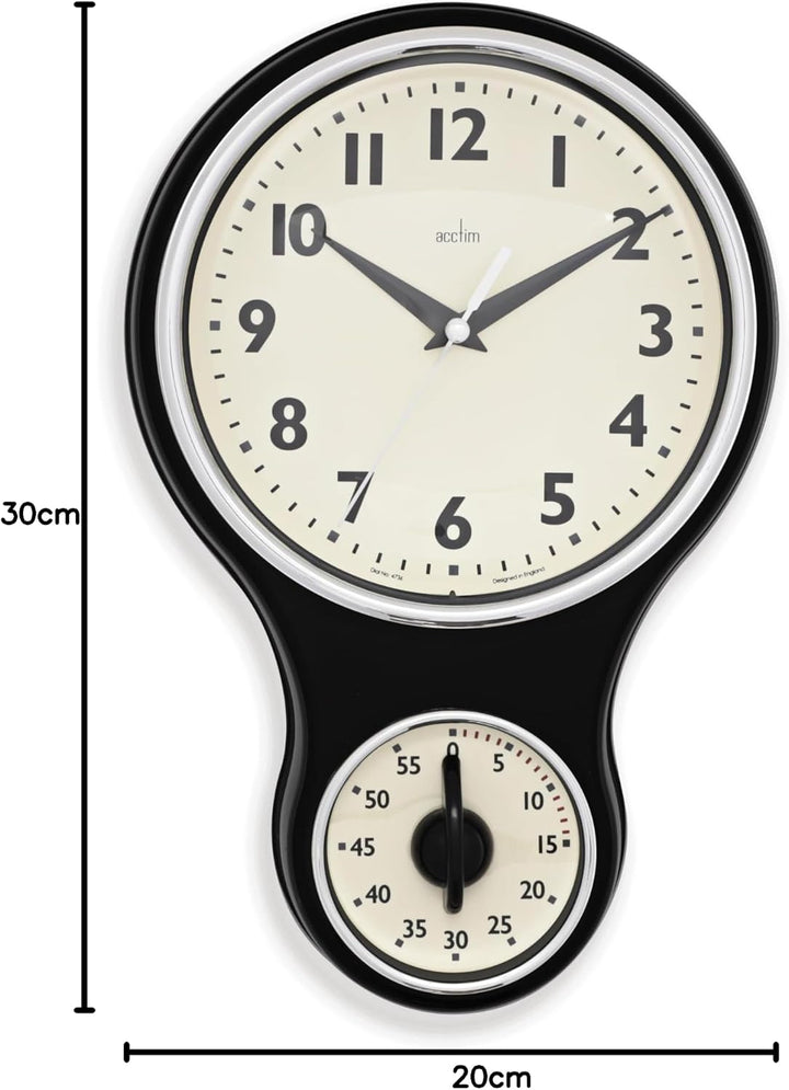 Acctim Kitchen Timer Wall Clock Black