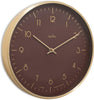 Acctim Marina 30cm Metal Wall Clock Gold Numerals in Malbec