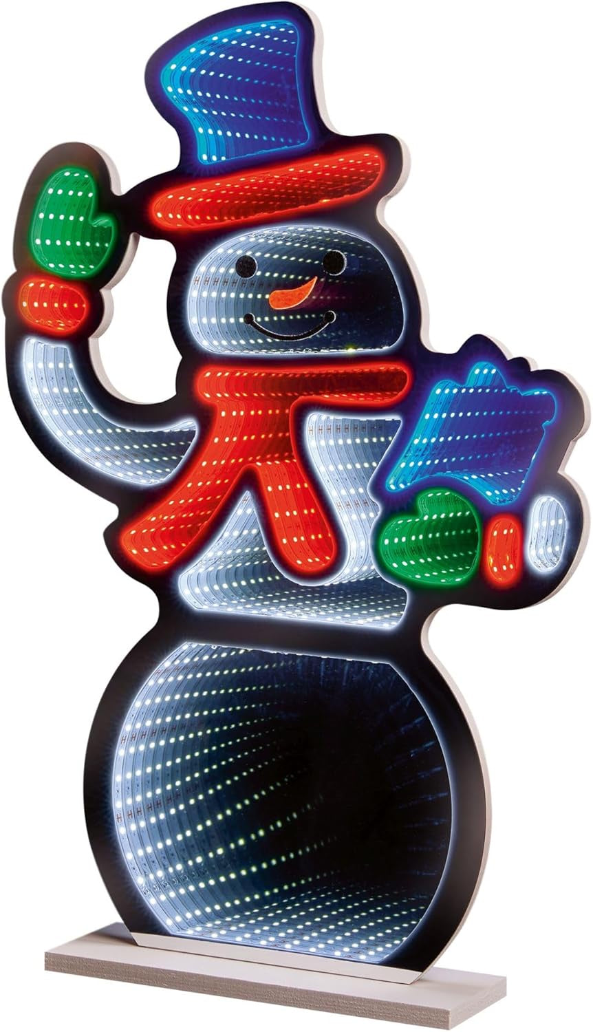 Premier 60cm Standing Snowman with Parcel Infinity Mirror