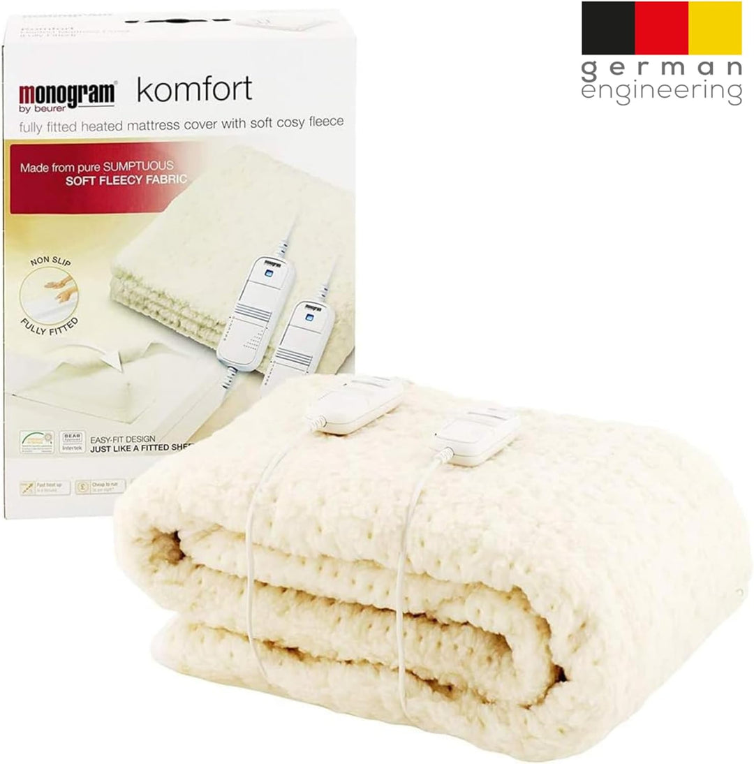Monogram Komfort Heated Mattress Cover - Dual Control  Fully fitted with deep elasticated skirt K/Size