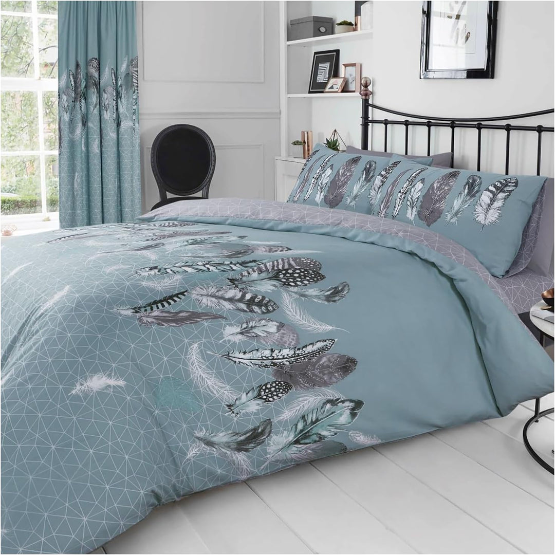 Feather Complete Duvet Cover Set Double Duck Egg