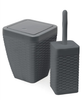 Addis Rattan Swing Bin and Toilet Brush Set Charcoal