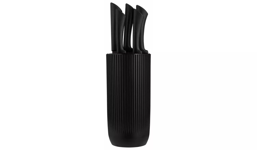 Everyday Black Ripple 5pc Knife Block Giftbox