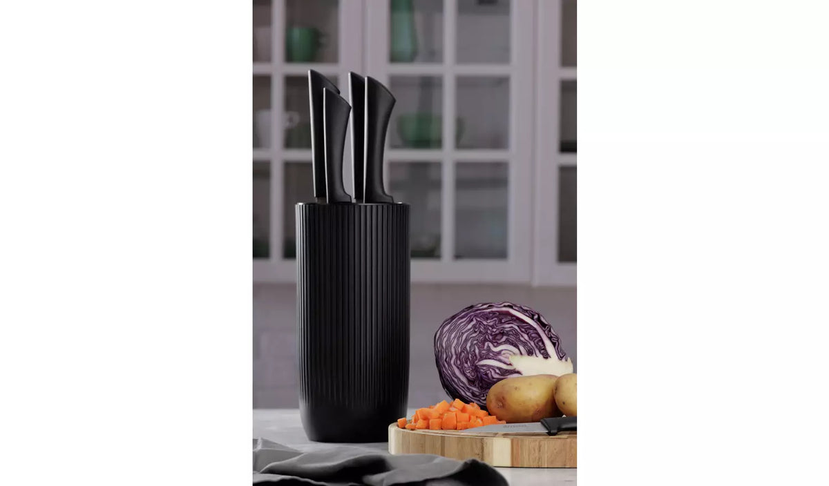 Viners Everyday black ripple 5 piece knife block set