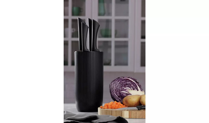 Everyday Black Ripple 5pc Knife Block Giftbox