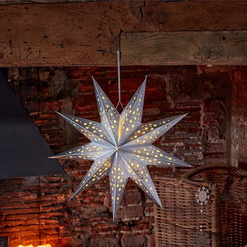 Three Kings InLit Origami Star - Silver, 50cm