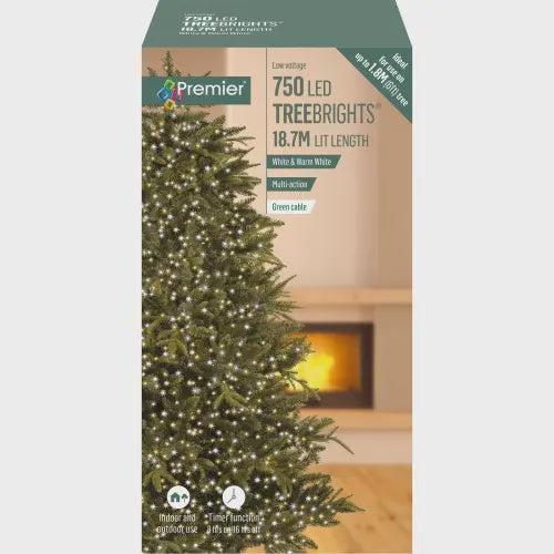Premier Multi-Action Treebright LED Lights with Timer 750s White/Warm White