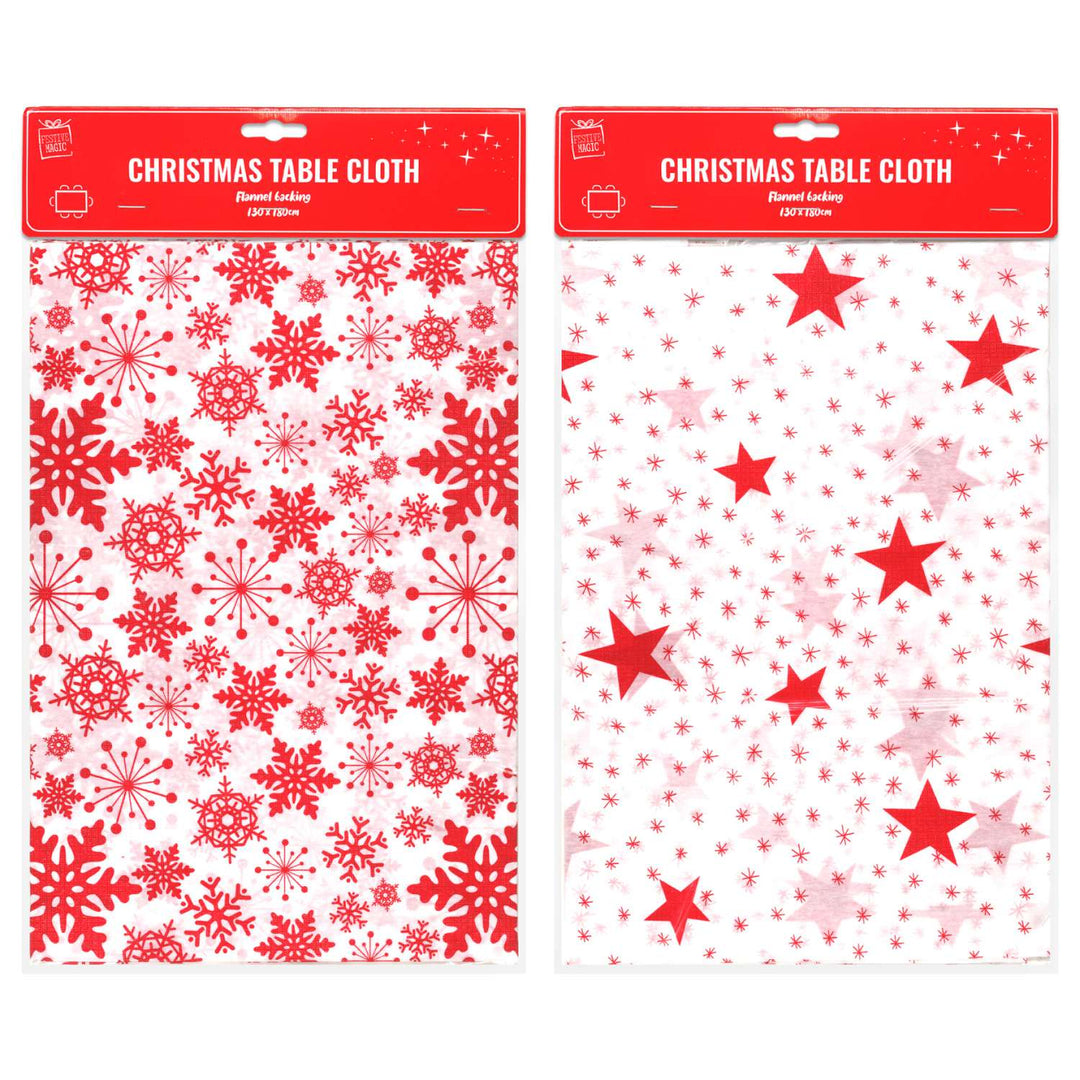 Plastic Xmas Table Cover 130x180cm Red