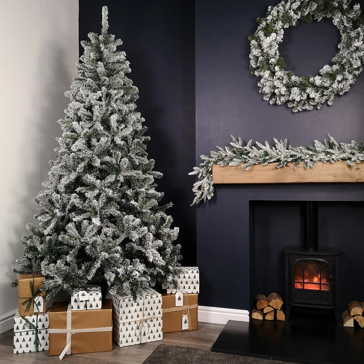 Premier Woodcote Flocked Spruce 2.1m Artificial Xmas Tree