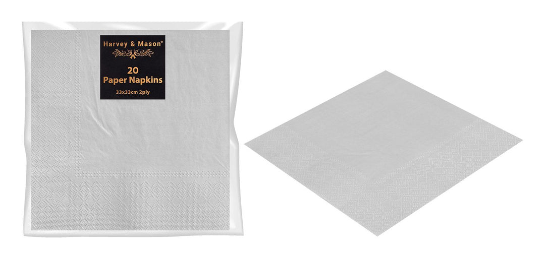 Harvey & Mason Pack Of 20 Silver Metallic Napkins