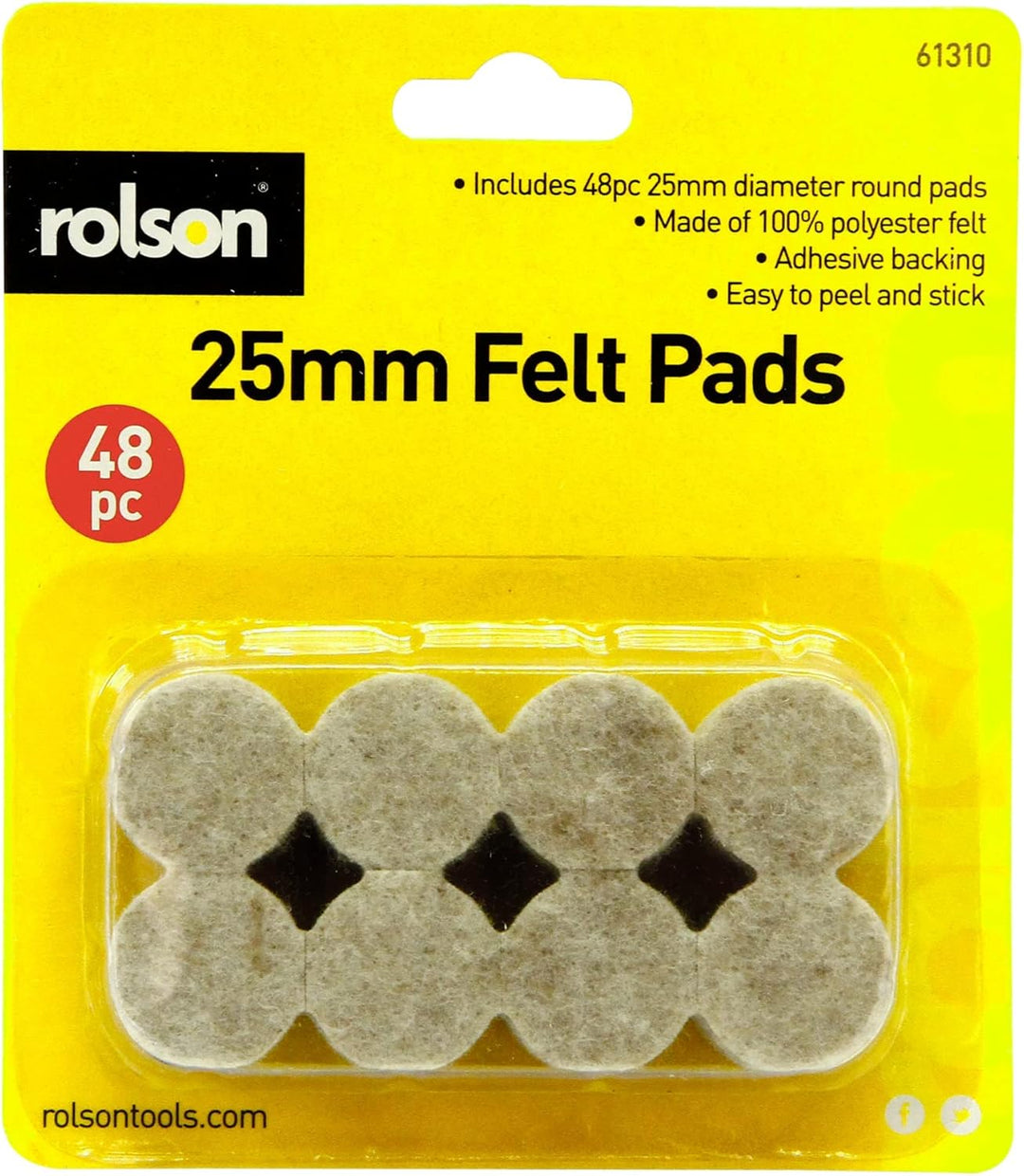 Rolson 61310 48 pc 25 mm Felt Pads