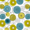 Printed Patchwork Quilted Cotton Fabric : Vintage Floral Abstract Circles Fat Quarters 50x55cm