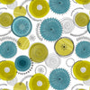 Printed Patchwork Quilted Cotton Fabric : Vintage Floral Abstract Circles Sold By The Metre