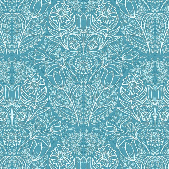 Printed Patchwork Quilted Cotton Fabric : Vintage Floral Cottage Garden Sold By The Metre