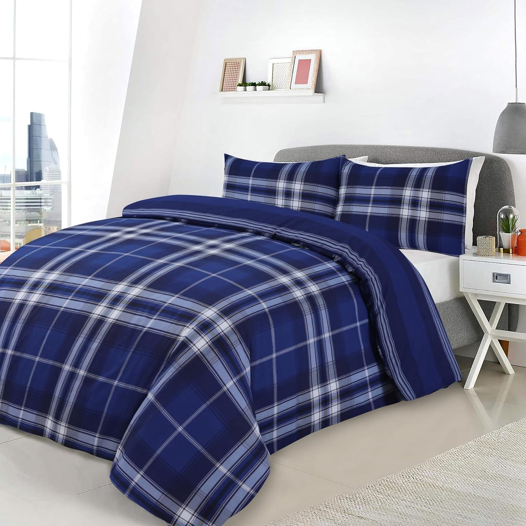 Highland Check Blue Duvet Cover Set Double