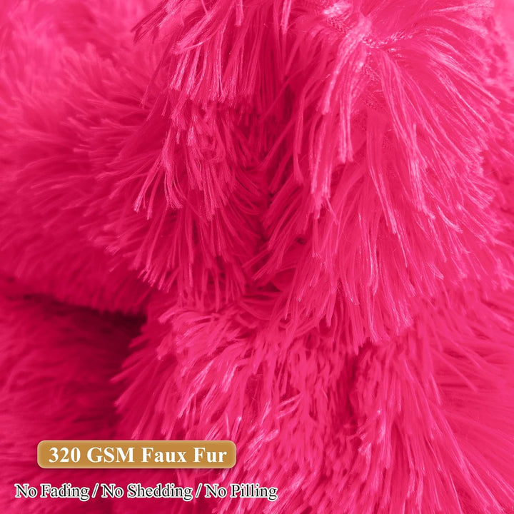 Shaggy Plush Fluffy Faux Fur Bean Bag Chair Hot Pink