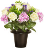 25Cm Lavender Rose Foliage Grave Pot Cream