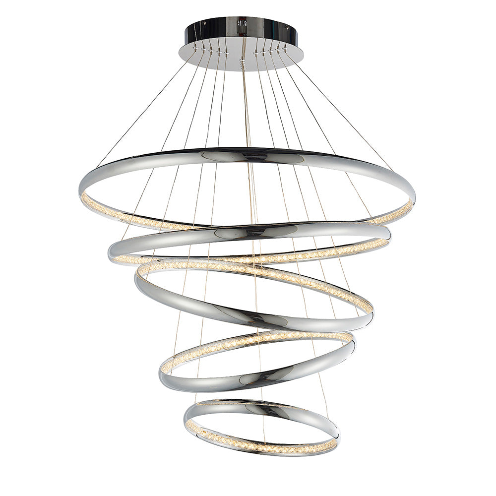 Ozias 5 light chrome crystal LED pendant