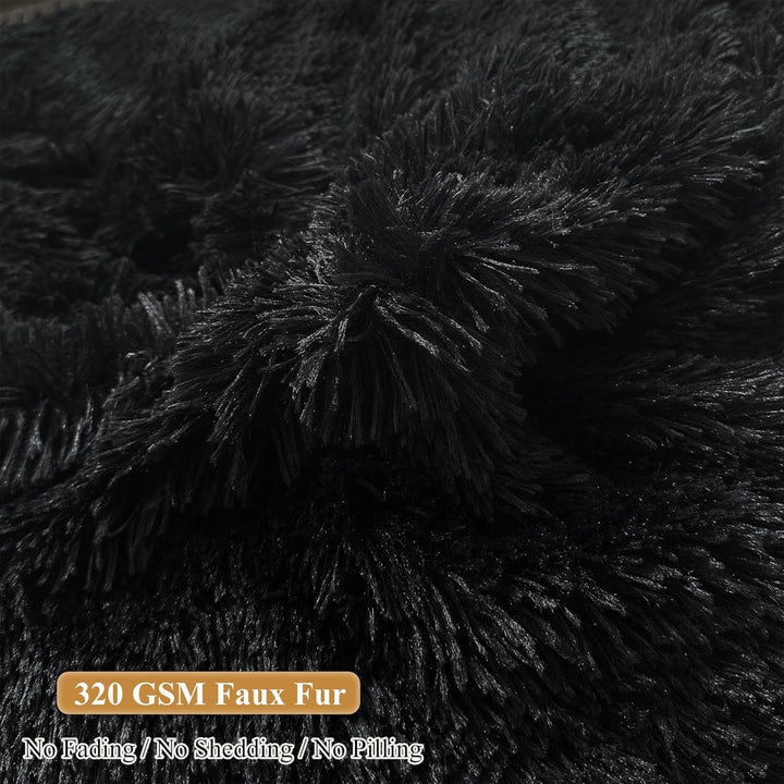Shaggy Plush Fluffy Faux Fur Bean Bag Chair Black